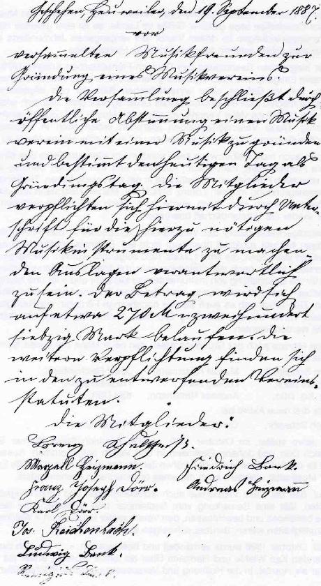 Gründungsdokument vom 19.09.1887